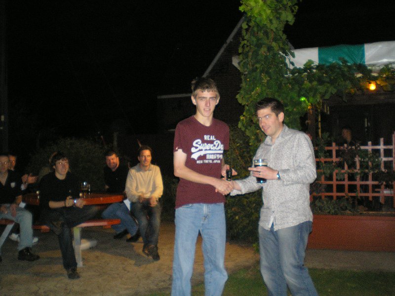 James Golden Boot.JPG -  James Broughton receiving the miniature Golden Boot. 